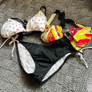 Hurley swim: 2 Bikini tops (Sm & Med), 1 string bottom Medium